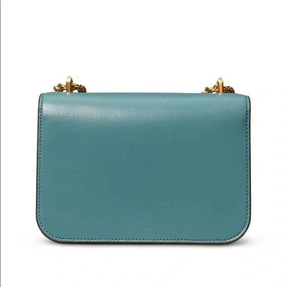Tory Burch Eleanor Sm Leather CONVT XBODY. Brisk Blue/Gold.Leather Scratch. - Picture 4 of 4